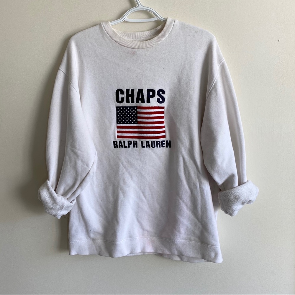 Ralph Lauren white American flag crew neck sweater